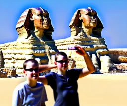 taking photos with the sphinx