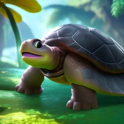 Cute turtle, league of legends, in the jungle, full detail, intricate detail, cinematic, 8 k, cel shaded, unreal engine, featured on artstation, pixiv, cartoon style