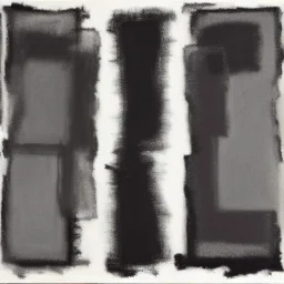 abstract artwork of black and white rectangles by mark rothko, oil on canvas, black and white, smudged charcoal, in the style of mark rothko