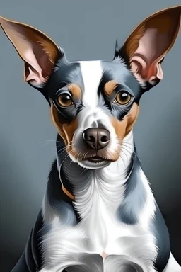 portrait of gray american rat terrier with acrylic paint