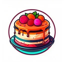 detailed decorated round logo with a cake