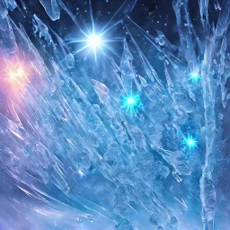 celestial, reflection, ice crystals, snow, icicles