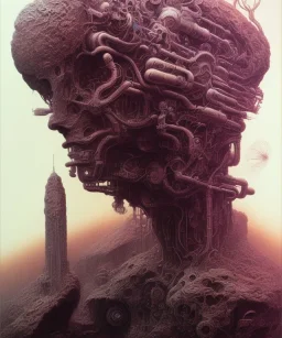 neural network. ink, poster, beksinski