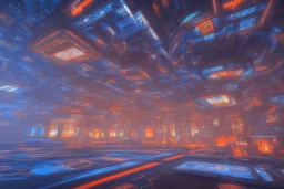 A 25 story building,509 rooms , Artistic , Abstract, Blue and orange colour, Futuristic