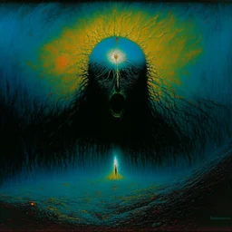 festered in a septic void, for I am entropy incarnate And I will haunt the face of time, Surreal horror style by Zdzislaw Beksinski and Squeak Carnwath, surreal horror art, twenty steps to lucid nightmares, night fever, unsettling, juxtaposition of the uncanny and the banal, solar eclipse backlight, cubism