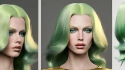 A woman who had green eyes and long blond hair that she wore in elaborate coiffures. Being known as someone at the height of fashion, prior to her disappearance, she favored wearing green and golden outfits to match her physical features.