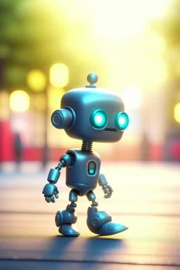 cute chat robot with suit and tie and rollerskates,in skating park, its such a perfect day, motion blur, smoke, 8k, downlight, soft light, depth of field, photorealism, trending on art station, some detail