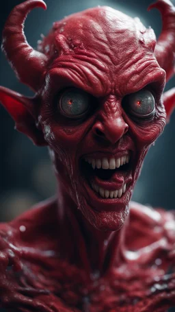 lipstick red faced demon from the movie "insidious", bokeh like f/0.8, tilt-shift lens 8k, high detail, smooth render, down-light, unreal engine, prize winning