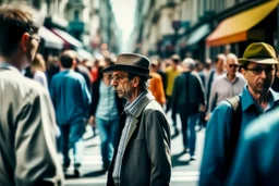 personas en la calle. Fotografía realizada con cámara Leica y objetivo de 35 mm. Fotografía realista y en color. Fondo desenfocado