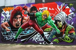 a wrestling graffiti mural wall