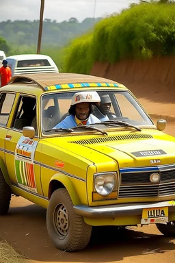 fiat 131 rally car Ethiopian with dreadlock man inside