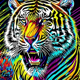 Cartoon of a Siberian tiger full body 4k pop art