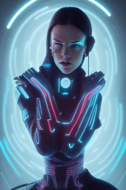 cyberpunk, head, women, portrai, tron