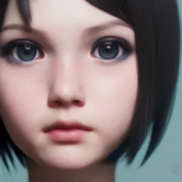 potrait emo girl, eyes like ocean blue, short hair, smile, 8k, rtx, eyebrows like serious, facing left, real, loli