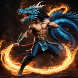 Fhoto full body, reality, Raw, liu kang with super magic dragon, mortal combat, digital art, intricate details, powerful composition, captivating, , trending on artstation, sharp focus, studio photo, intricate details, highly detailed, by addiedigi