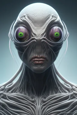 spider alien, head,8 eyes, evil, 8k, finely detailed, photo realistic, HR Giger style