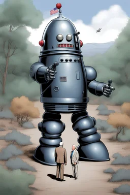 robby the robot with joe biden for a head