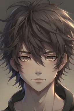 Anime man messy hair realistic