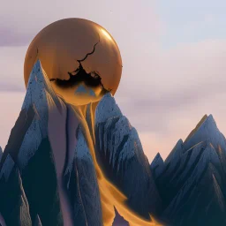 the broken sun melts down the mountain
