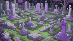 A purple haunted graveyard with ghosts designed in ancient Greek pottery painted by Qiu Ying