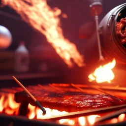 astronaut burning meat barbecue unreal engine 5, octan render