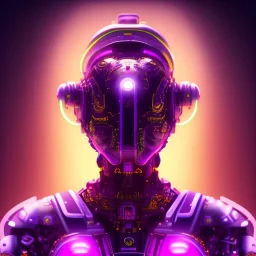 A beautiful portrait of a cyborg monkey purple neon color scheme, high key lighting, volumetric light high details psychedelic background