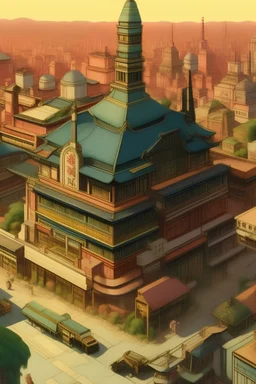 art from japanese style 1900 movie, simcity 3000
