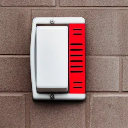 Fire alarm red notifier on wall