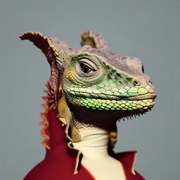 Retrato de una iguanan vestida de cortesana pintada por warhol