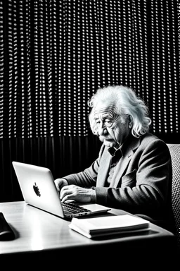 albert einstein in with laptop