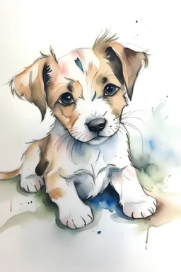 puppy sketch watercolour