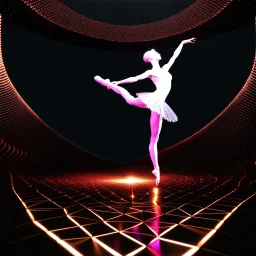 mocap graphic: balerina in a recursive 3d fractal stage with disco lights