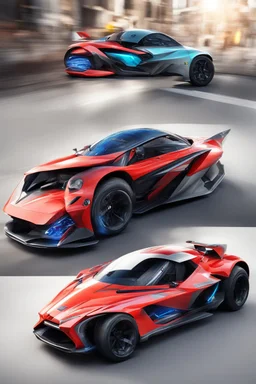 A combination of ultra-advanced car and crazy Max fighter, super sporty, with color and nano technology