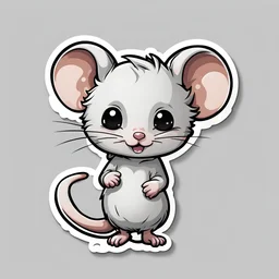 sticker style, cute mouse, low detail, fewer colors, chibi, very simple,white border, minimalism