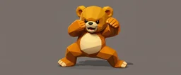 high poly teddy bear fighter