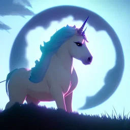 White unicorn under the Moon