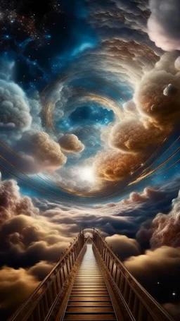 Back in time through a Time Machine in the parallel universe among the galaxies and the stars a big clouds of gas covering the sky from a distance