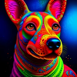 Beautiful anthropomorphic dog colorful art conceptual, amazing artwork, hyper detailed, ultra maximalist quality, 12k