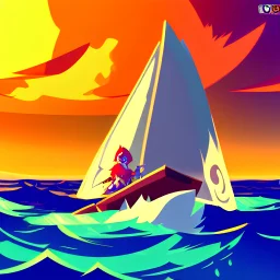 Legend Of Zelda: Wind Waker style vast ocean, stylized, celshaded, colorful, adventurous, frontal view, full view.