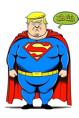 fat superman with donald trump's head