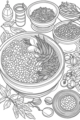 Coloring book page of Lebanon's native food