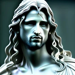 White Sculpture aragorn, full body, greek sculpture style, full body, fresco background, hyper realistic, 8k,