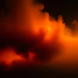 atmospheric deep orange light reflecting through smoke