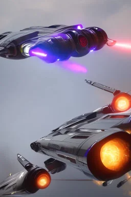 Pod-racer, pod racer, purple lightning in middle of futuristic engines, fast speed, motion blur