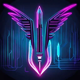 Cyberpunk Quill: This logo features a stylized, futuristic quill pen with neon accents. The quill's nib is replaced with a glowing fiber-optic cable, and circuitry lines run through the shaft, giving it a cyberpunk edge. The app name, "TokenQuill," is written in bold, neon letters below the quill.