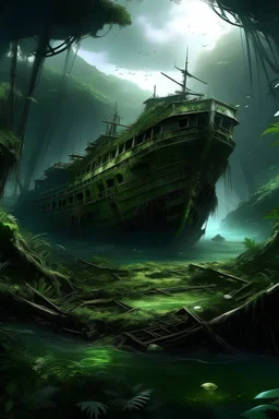 Rozbity statek obcej cywilizacji w dżungli