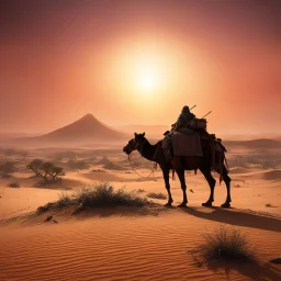As the sun dipped below the horizon, casting a crimson glow over the desolate desert landscape, a strange sight caught the eye of the lone Bedouin traveler and his trusty camel. In the distance, amidst the swirling dust and debris of the post-apocalyptic world, a massive Tortuga made of spacecraft carcasses loomed like a ghostly apparition.