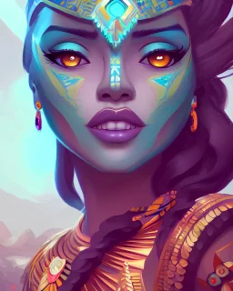a portrait of a beautiful aztec queen, art by lois van baarle and loish and ross tran and rossdraws and sam yang and samdoesarts and artgerm and saruei, digital art, highly detailed, intricate, sharp focus, Trending on Artstation HQ, deviantart, unreal engine 5, 4K UHD image