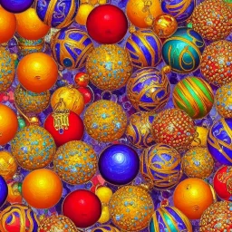 a highly detailed oil painting of beads and baubles, symmetrical, clear, seamless pattern, Fauvism