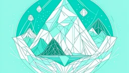 Design a Line Art illustration with geometric shapes portraying conscious breathing and ice immersion. Emphasize serene expressions and use a palette of light blue, mint green, and white for tranquility. Aim for a minimalist yet transformative depiction.